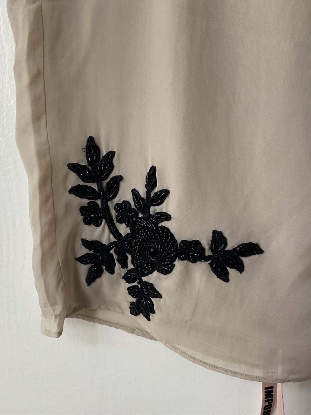 House of CB Cream Midi Skirt with Black Floral Appliqués - Picture 2 of 5